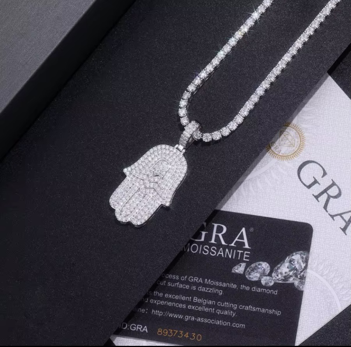Moissanite Hamsa Pendant | 925 Sterling Silver