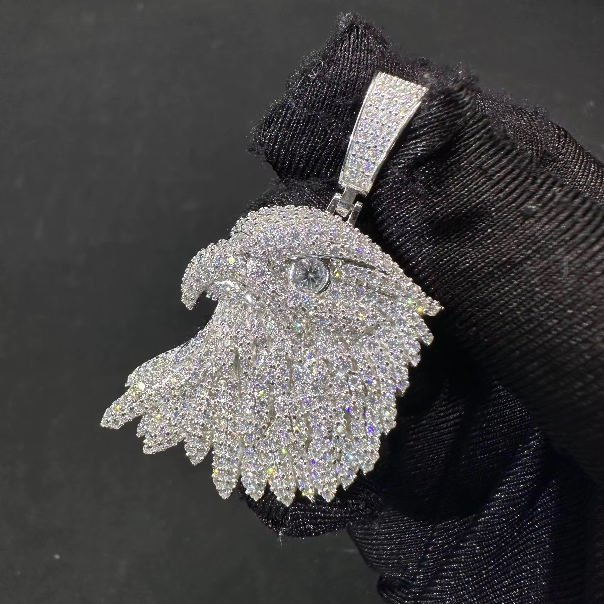 Hood Eagle Pendant — HoodJeweler VVS moissanite close-up