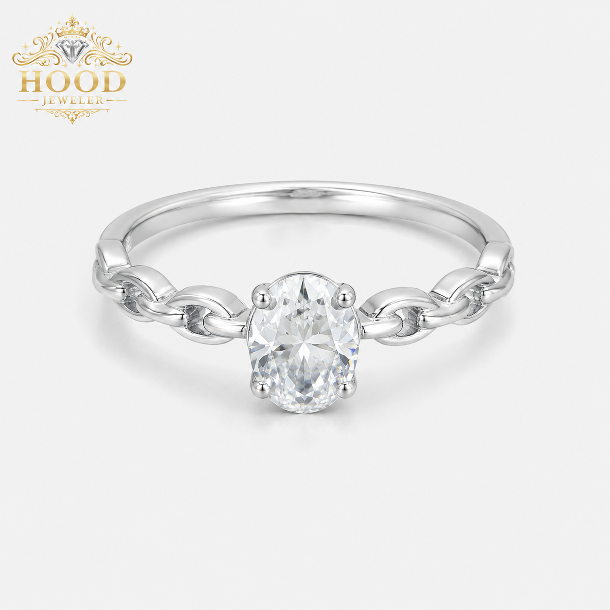 Damesring S925 Sterling Zilver — Ovale Moissanite Verlovingsring
