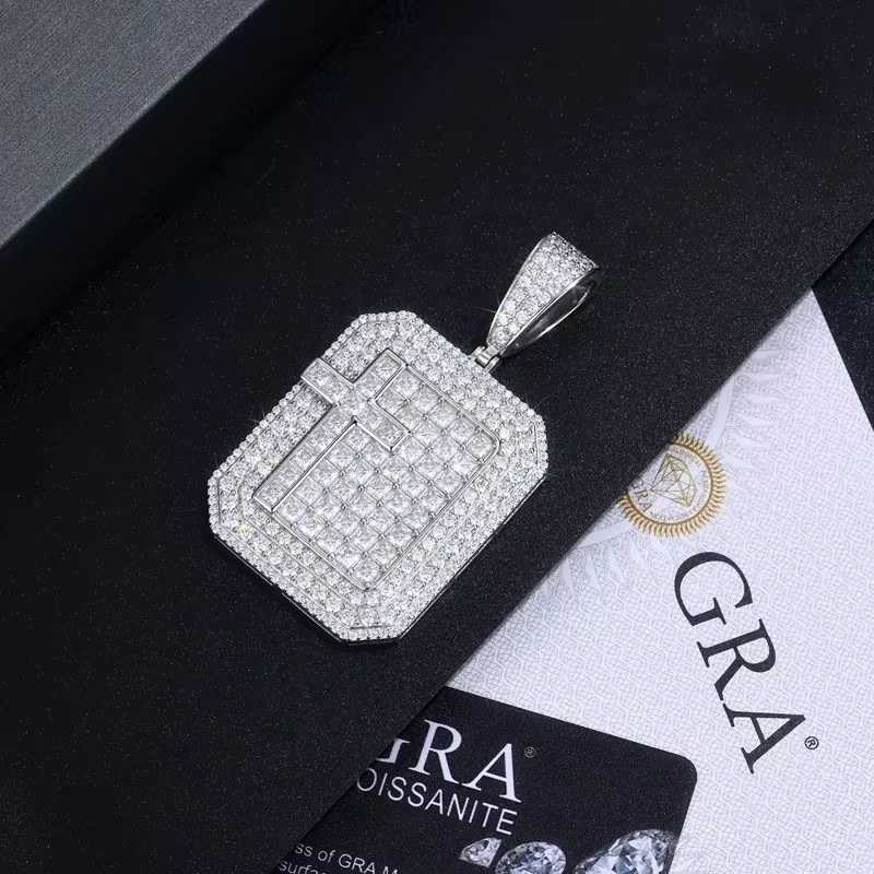 Iced Cross Tag Pendant