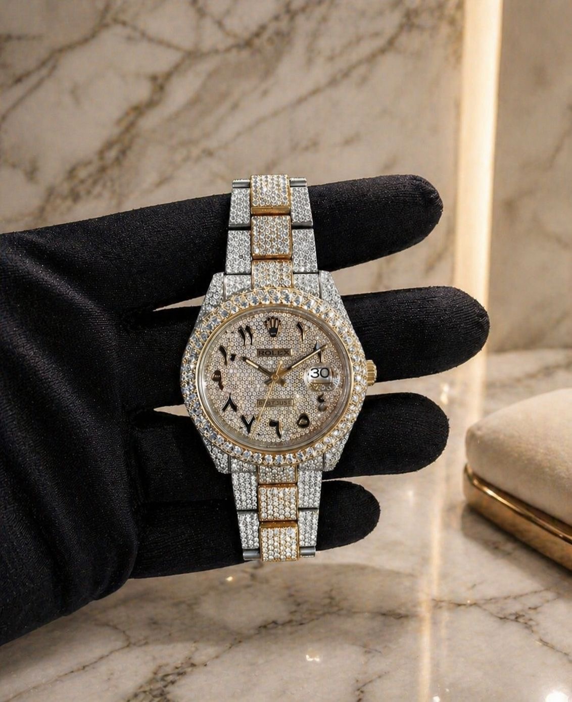 Iced Out Rolex Datejust Arabic